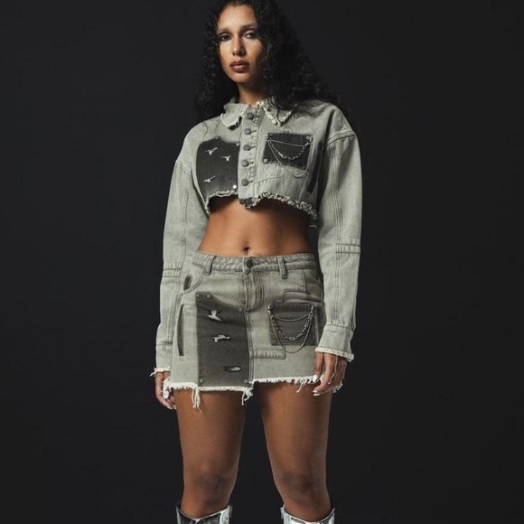 LUXE TO KILL CARPENTER SKIRT- SIZE 2 (UK 6) - KHAKI WASH - brand new - Picture 3 of 6